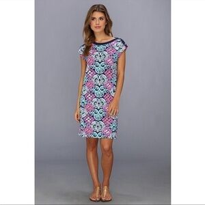 Lilly Pulitzer XS Robyn Pima Cotton Shift Dress pink blue green